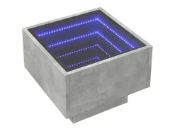 Mesa auxiliar y LED madera ingeniería gris hormigón 40x40x30cm