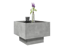 Mesa auxiliar y LED madera ingeniería gris hormigón 40x40x30cm