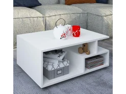 Mesa auxiliar y mesa de centro Sulas Blanco AL. 40 x AN. 80 x P. 50 cm