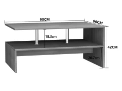 Mesa auxiliar y mesa de centro Maliso Blanco AL. 42 x AN. 90 x P. 60 cm