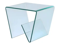 Mesa auxiliar ZENIA - Cristal templado - revistero