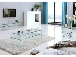 Mesa auxiliar ZENIA - Cristal templado - revistero