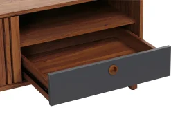 Mesa baja MCW-M48, aspecto nogal, cajón gris oscuro