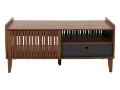 Mesa baja MCW-M48, aspecto nogal, cajón gris oscuro