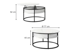 Mesa baja mármol blanco 77x77x52 marlo