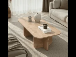 Mesa baja rectangular con tablero de bordes redondeados L120 cm - BECAJ