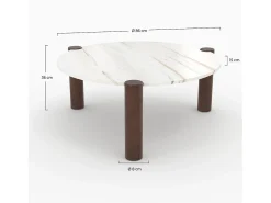 Mesa baja redonda de mármol y madera de mango D86 cm - Pauline