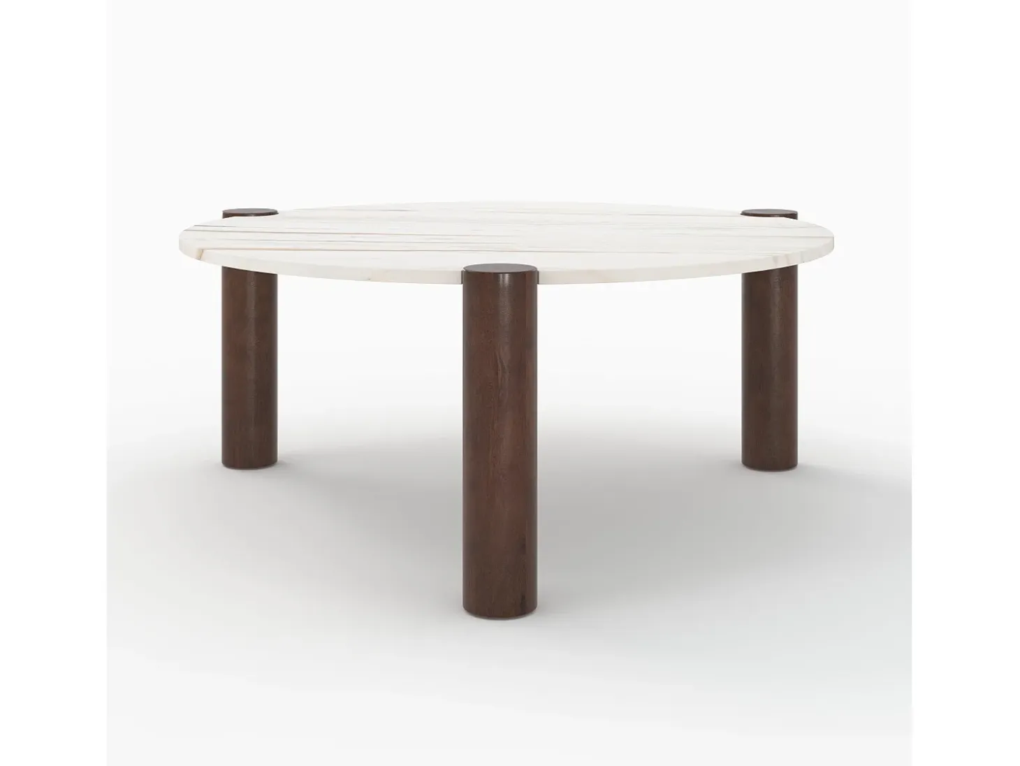 Mesa baja redonda de mármol y madera de mango D86 cm - Pauline