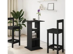 Mesa bar con almacenaje madera ingeniería negra 60x60x102 cm