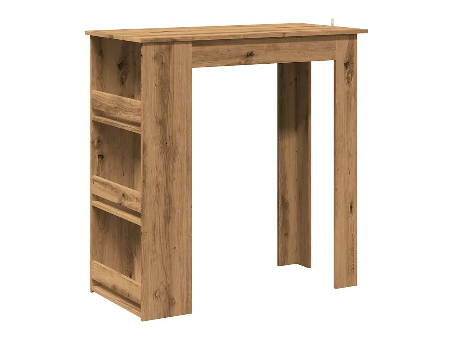 Mesa bar con estante almacenaje roble artisan 102x50x103,5 cm