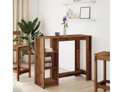 Mesa bar con estante madera envejecida 124x46x103,5 cm