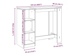 Mesa bar con estante madera envejecida 124x46x103,5 cm