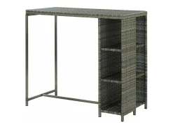 Mesa bar estante almacenaje 120x60x110cm ratán sintético gris