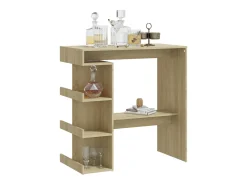 Mesa bar estante almacenaje contrachapada roble 100x50x101,5 cm ES626390
