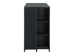 Mesa bar estante almacenaje 120x60x110cm ratán sintético negro