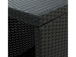 Mesa bar estante almacenaje 120x60x110cm ratán sintético negro