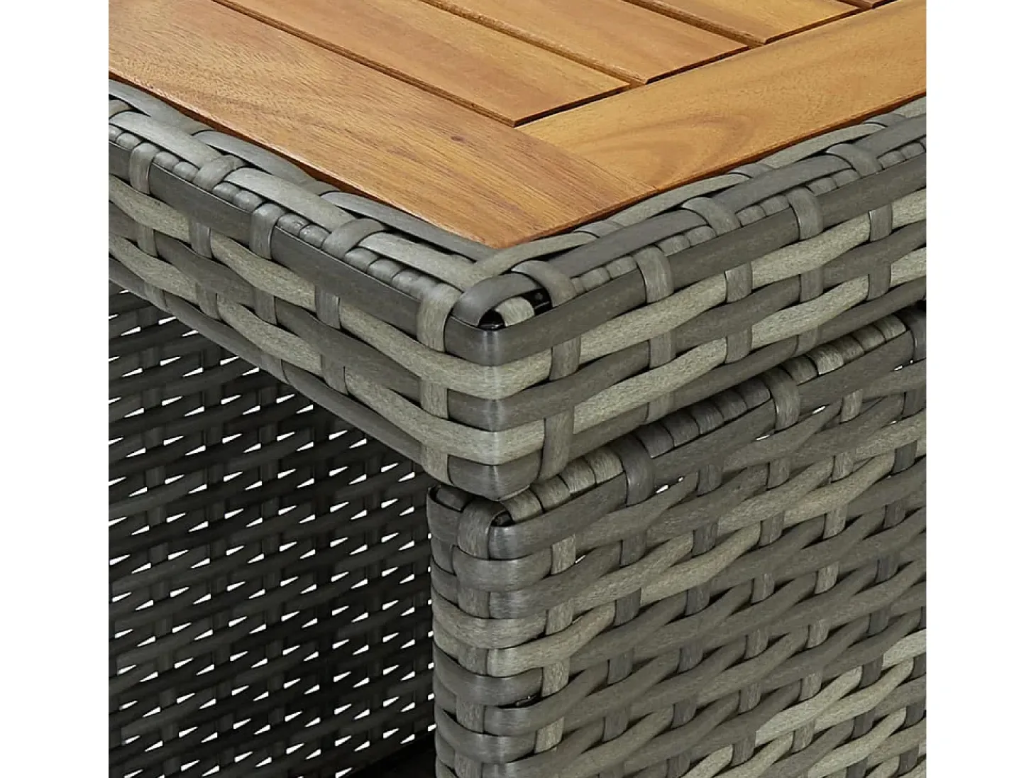 Mesa bar estante almacenaje 120x60x110 cm ratán sintético gris
