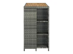 Mesa bar estante almacenaje 120x60x110 cm ratán sintético gris