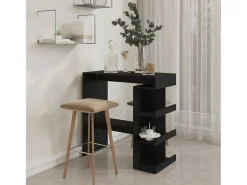 Mesa bar estante almacenaje contrachapada negro 100x50x101,5 cm