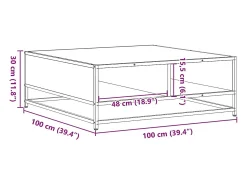 Mesa centro madera ingeniería y metal roble Sonoma 100x100x30cm