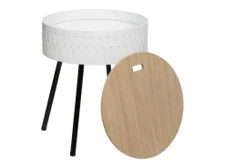 Mesa Centro Shiro Tapa Redonda Blanco y Roble 39 cm