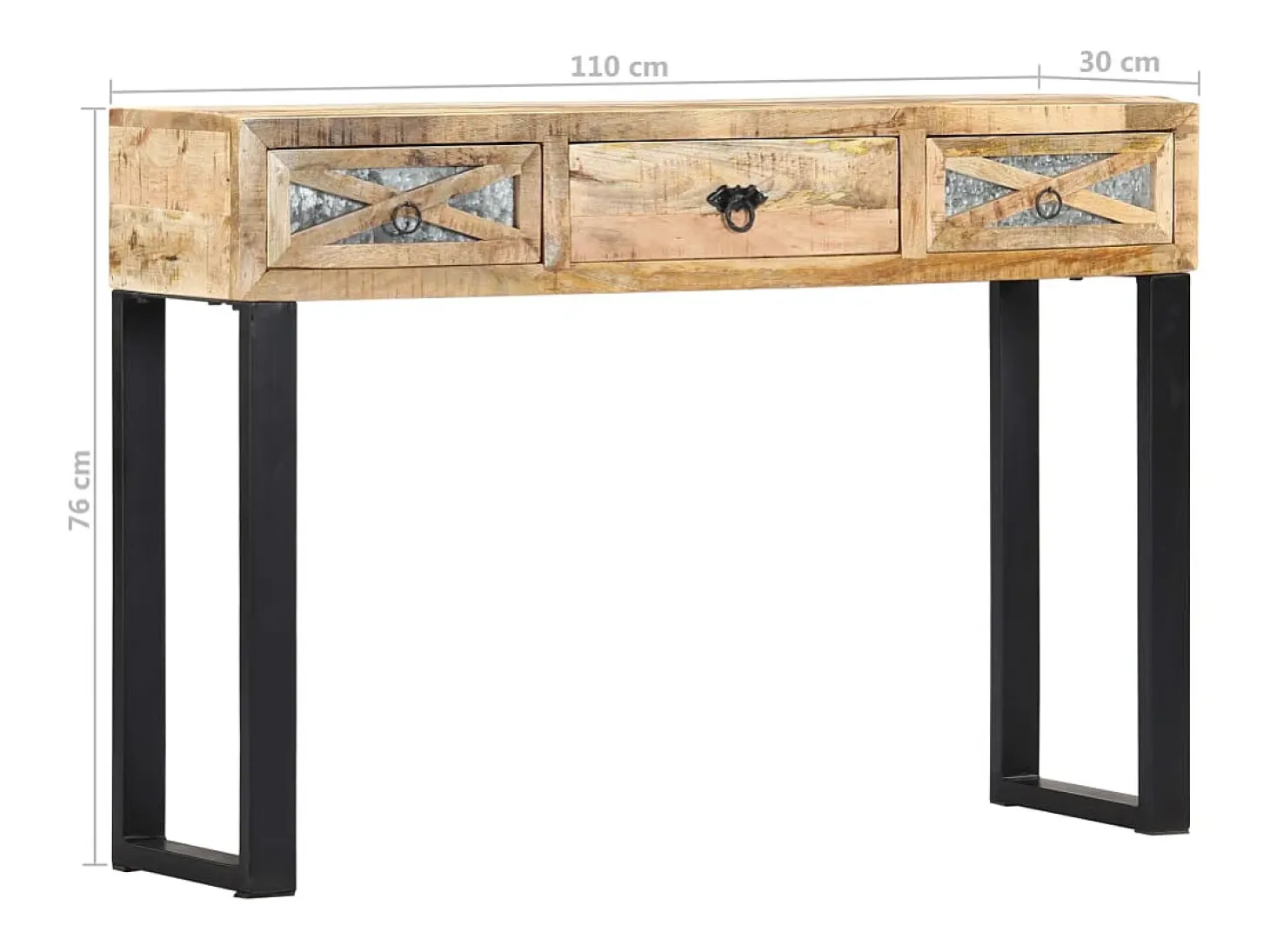 Mesa consola 110 x 30 x 76 cm Madera maciza de mango