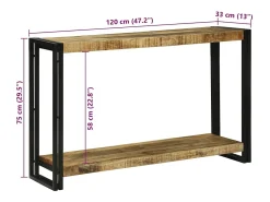Mesa Consola 120 x 33 x 75 cm Madera maciza de mango rugosa