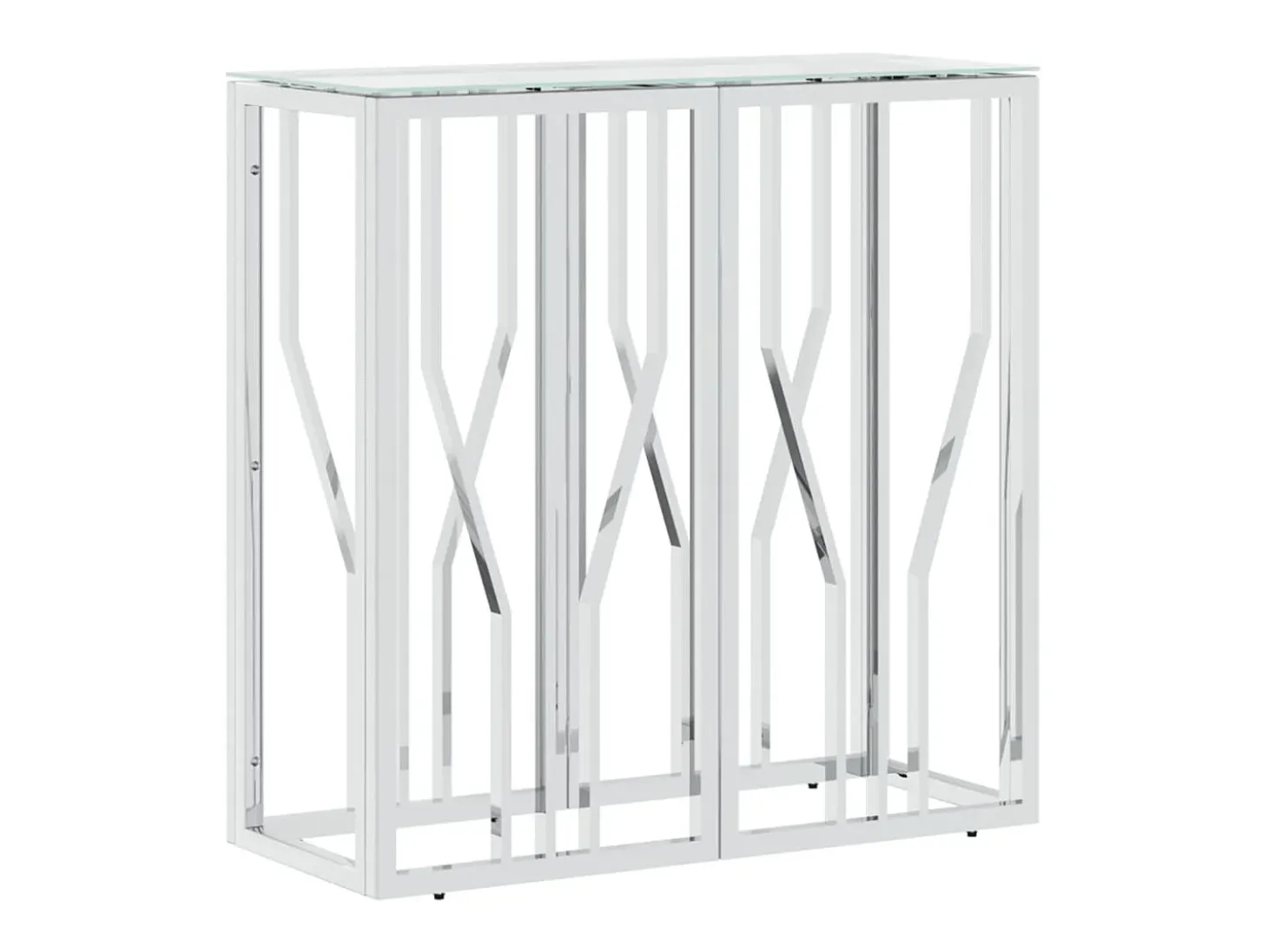 Mesa consola acero inoxidable y vidrio 70x30x70 cm ES174157