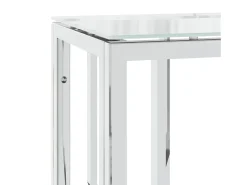 Mesa consola acero inoxidable y vidrio 70x30x70 cm ES174157