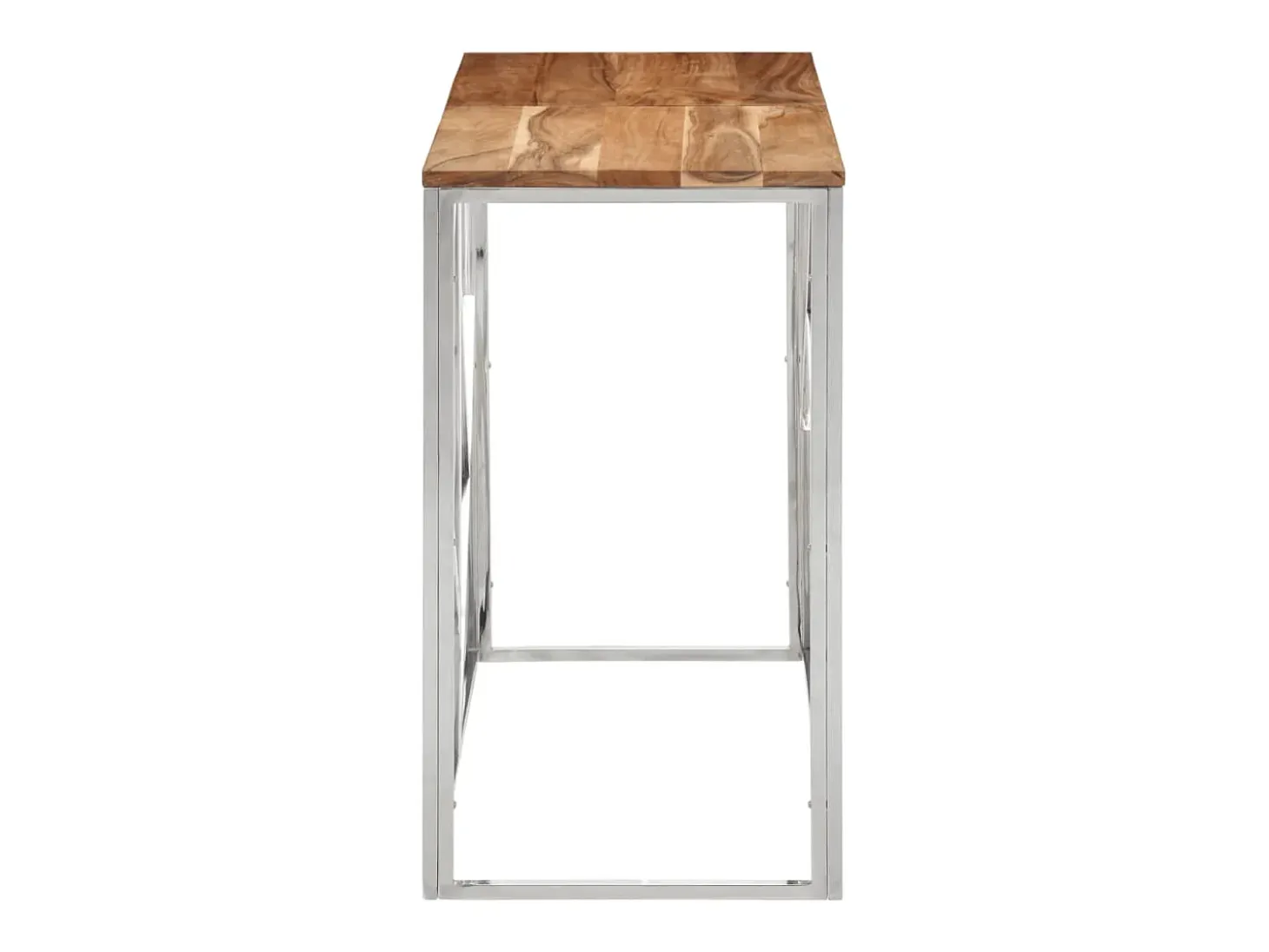Mesa consola acero inoxidable y madera maciza acacia plateada