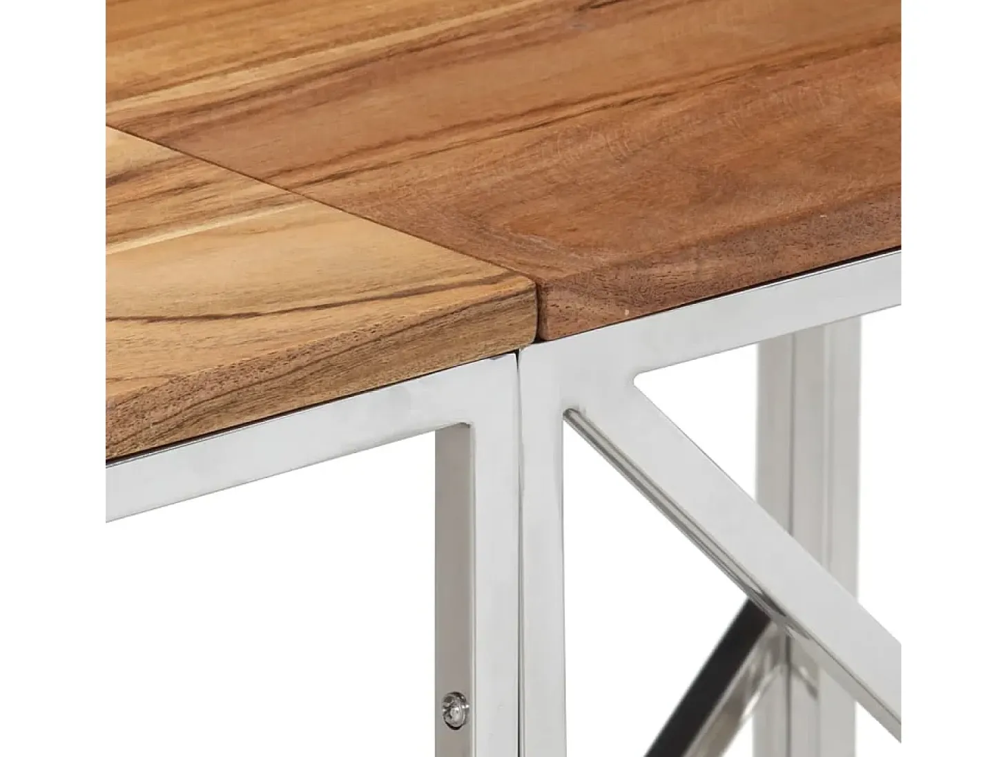 Mesa consola acero inoxidable y madera maciza acacia plateada