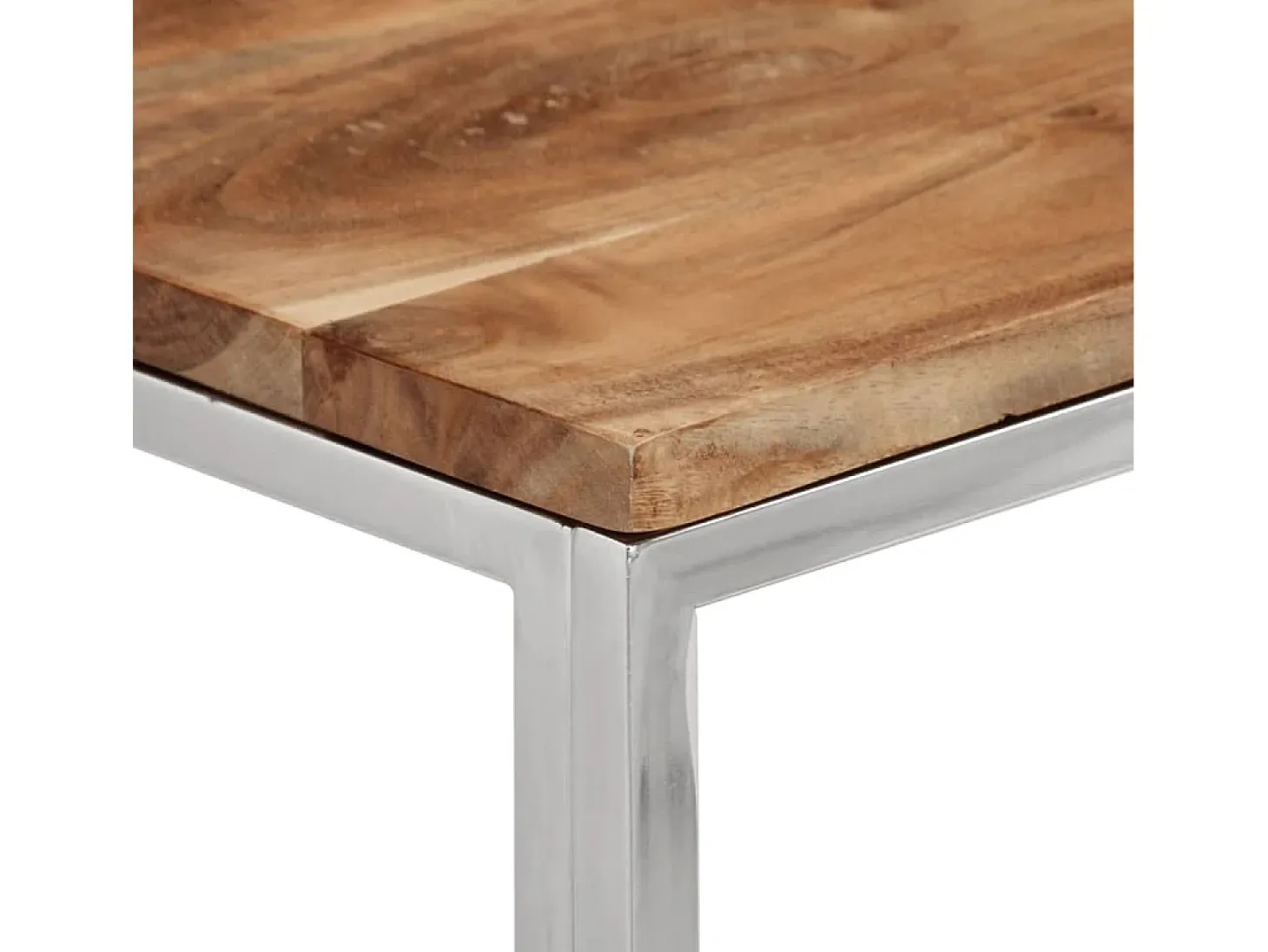 Mesa consola acero inoxidable y madera maciza acacia plateada