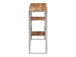 Mesa consola acero inoxidable y madera maciza acacia plateada