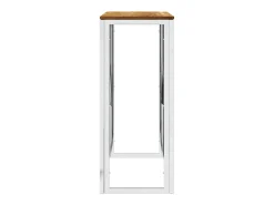 Mesa consola acero inoxidable y madera maciza acacia plateada ES983773