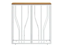 Mesa consola acero inoxidable y madera maciza acacia plateada ES983773