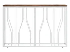 Mesa consola acero inoxidable y madera maciza reciclada ES560498