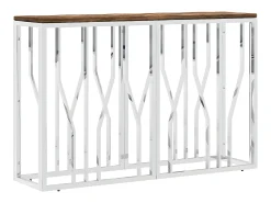 Mesa consola acero inoxidable y madera maciza reciclada ES560498