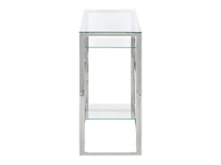 Mesa consola acero inoxidable plateado y vidrio templado ES651219