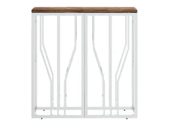 Mesa consola acero inoxidable madera maciza reciclada plateada