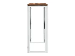 Mesa consola acero inoxidable madera maciza reciclada plateada