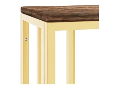 Mesa consola acero inoxidable y madera maciza reciclada dorada