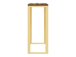 Mesa consola acero inoxidable y madera maciza reciclada dorada