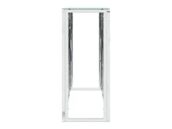 Mesa consola acero inoxidable y vidrio plateado 110x30x70 cm