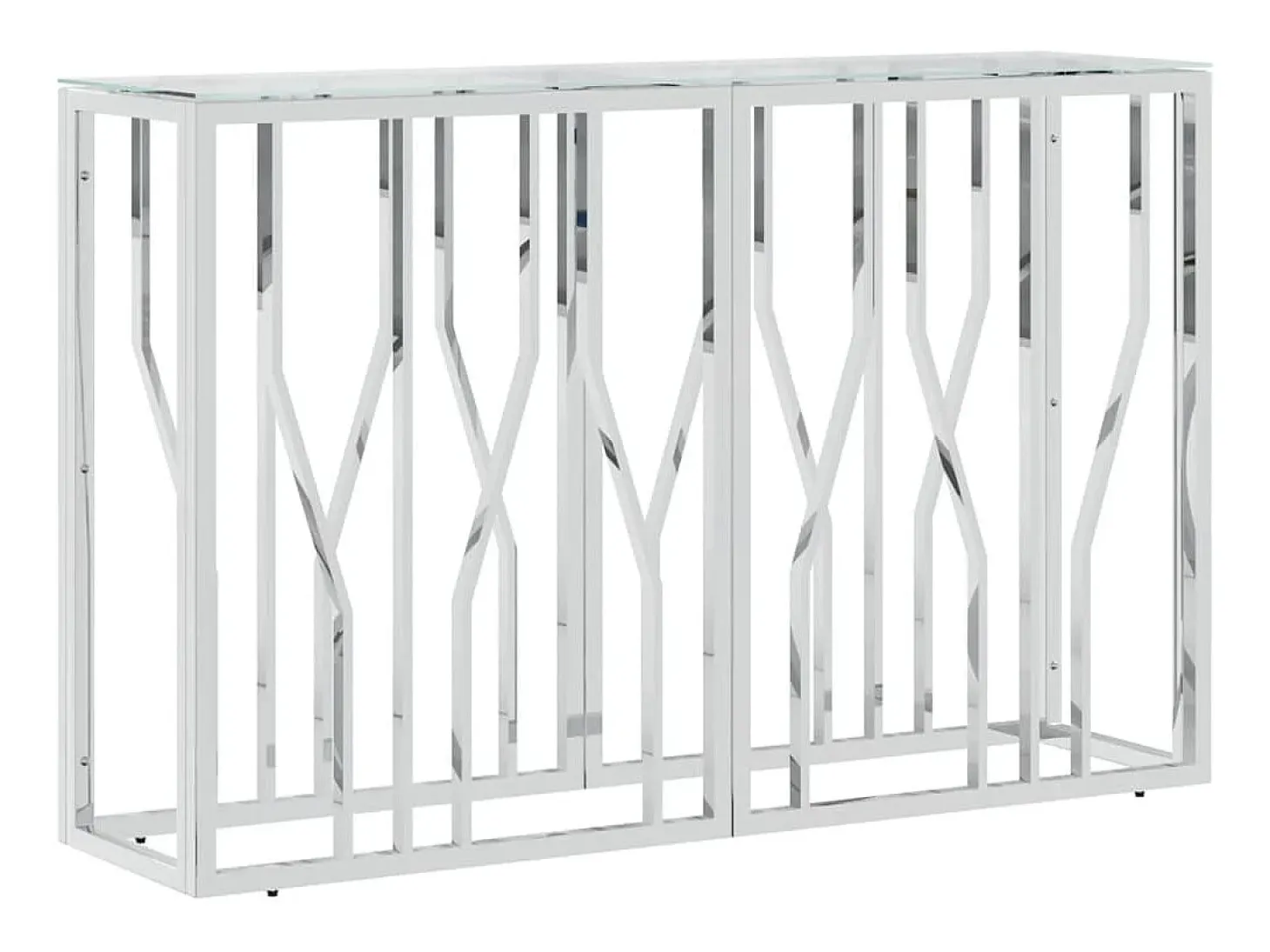 Mesa consola acero inoxidable y vidrio 110x30x70 cm ES432211