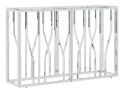 Mesa consola acero inoxidable y vidrio 110x30x70 cm