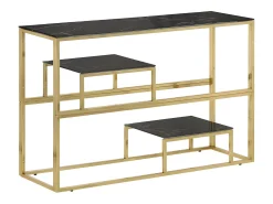 Mesa consola acero inoxidable dorado y vidrio templado ES263699