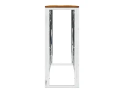 Mesa consola acero inoxidable y madera maciza acacia plateada ES407255