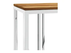 Mesa consola acero inoxidable y madera maciza acacia plateada ES407255