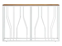 Mesa consola acero inoxidable y madera maciza acacia plateada ES407255