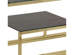 Mesa consola acero inoxidable dorado y vidrio templado